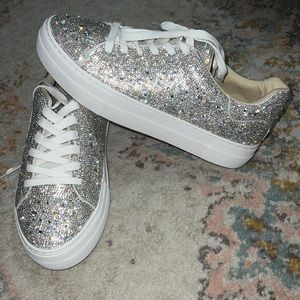 Never worn Betsy Johnson rhinestone sneakers